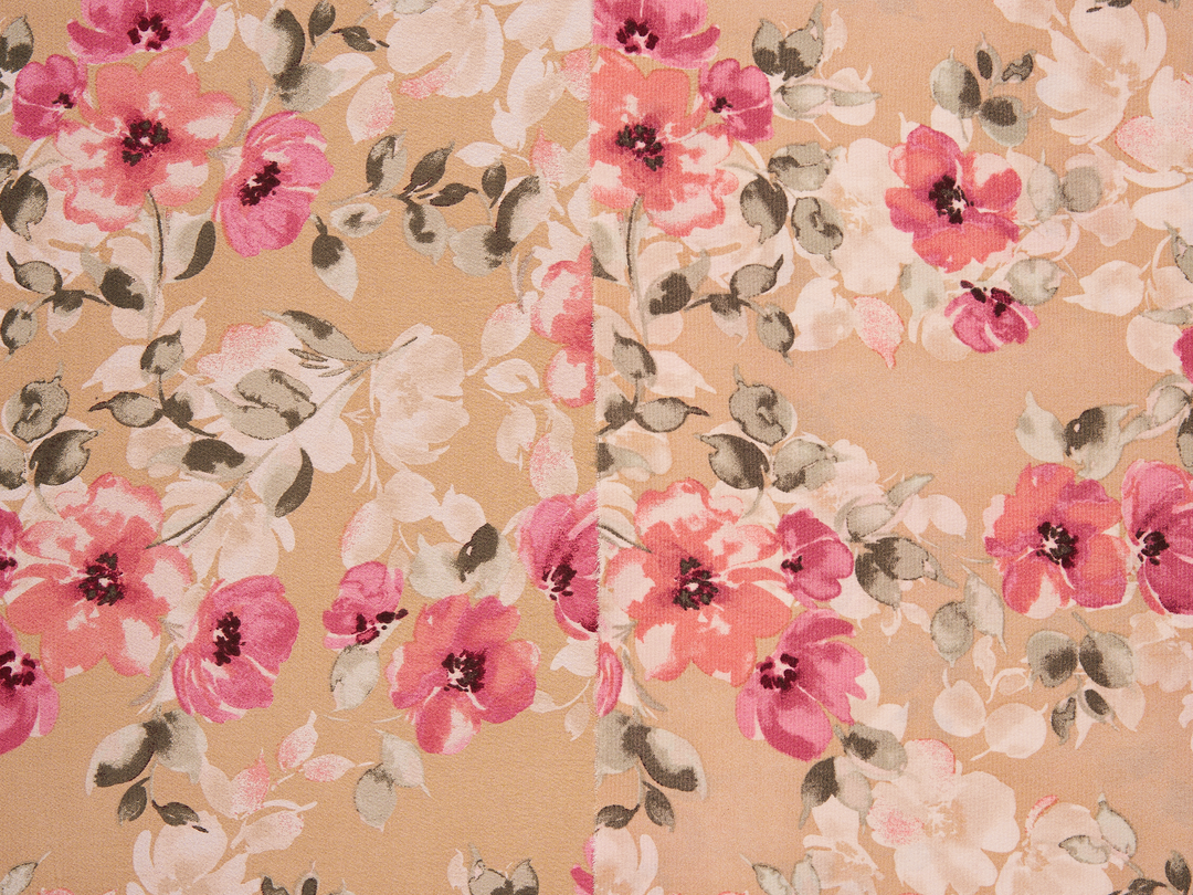 Lightweight  satin  dobby fabric by the yard - raspberry pink  floral  pattern