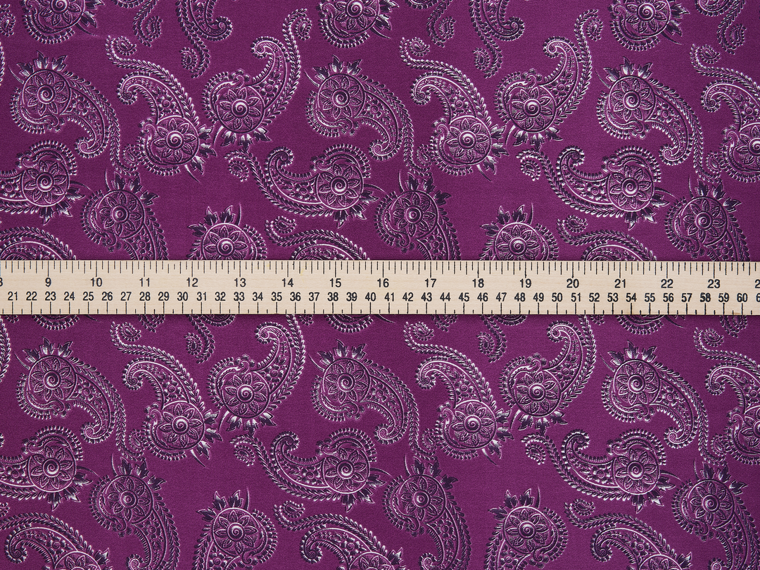 Charmeuse satin fabric by the yard -  MonSar exclusive   Spurs  paisley print