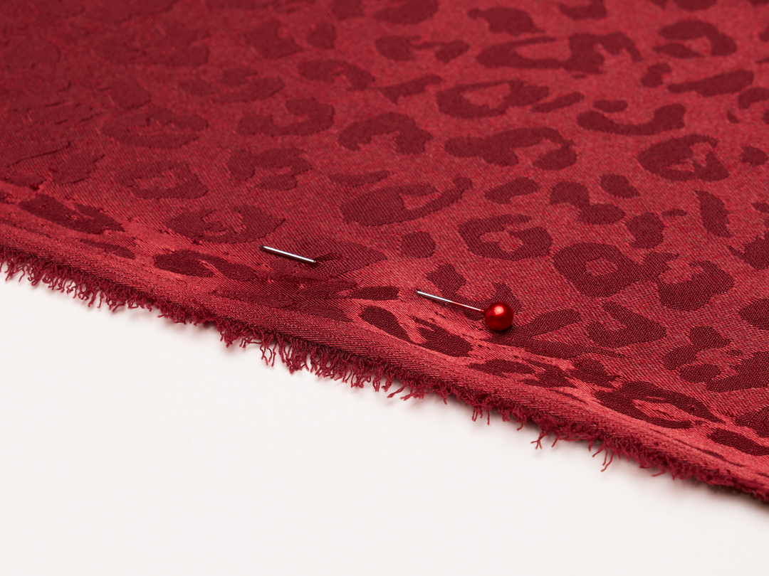 SILKY JACQUARD SATIN fabric by the yard - Cheetah jacquard pattern -  flowy fabric -