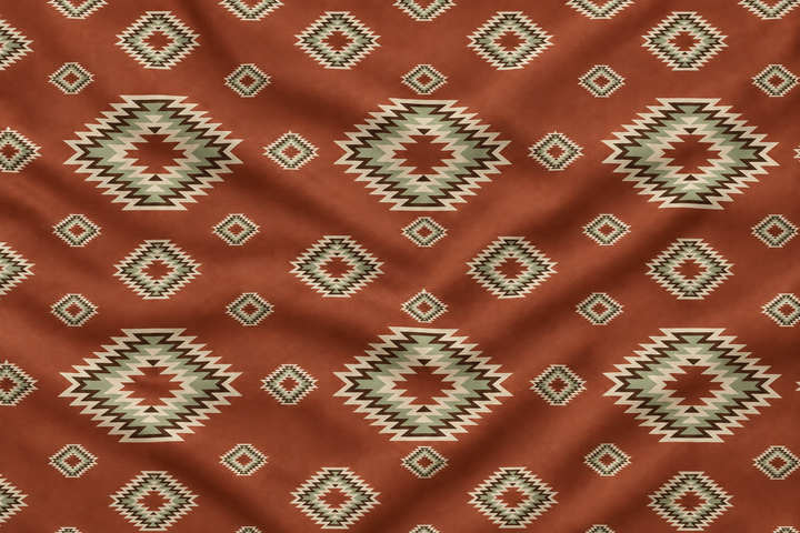 Western Tribal  Satin Charmeuse Fabric by the Yard – Silky Cowboy Wild rag  Shirt Fabric