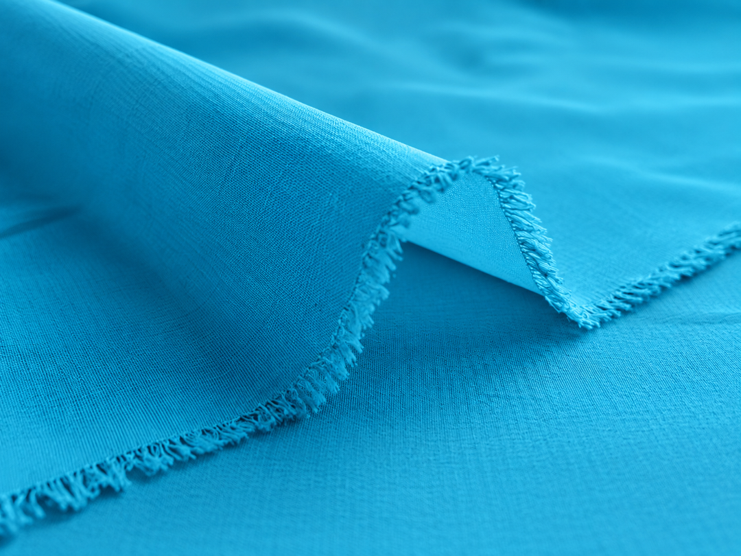 CYAN BLUE  SILK CREPE DE CHINE fabric by the yard - 54” wide - 16momme