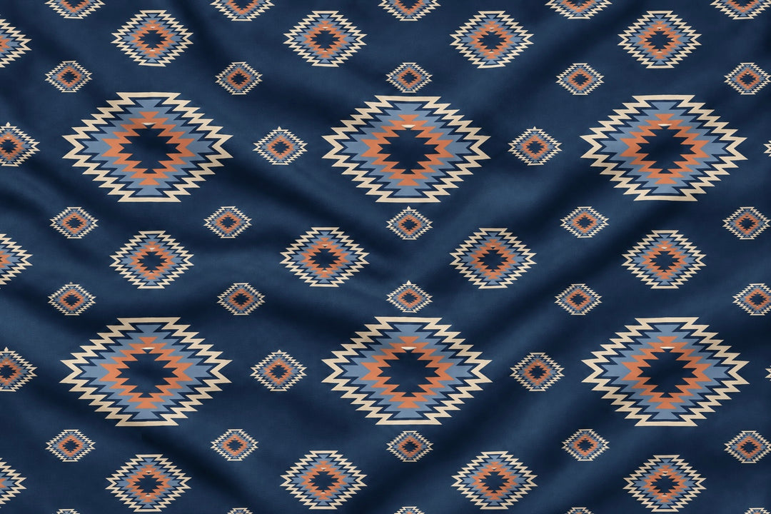 Western Tribal  Satin Charmeuse Fabric by the Yard – Silky Cowboy Wild rag  Shirt Fabric