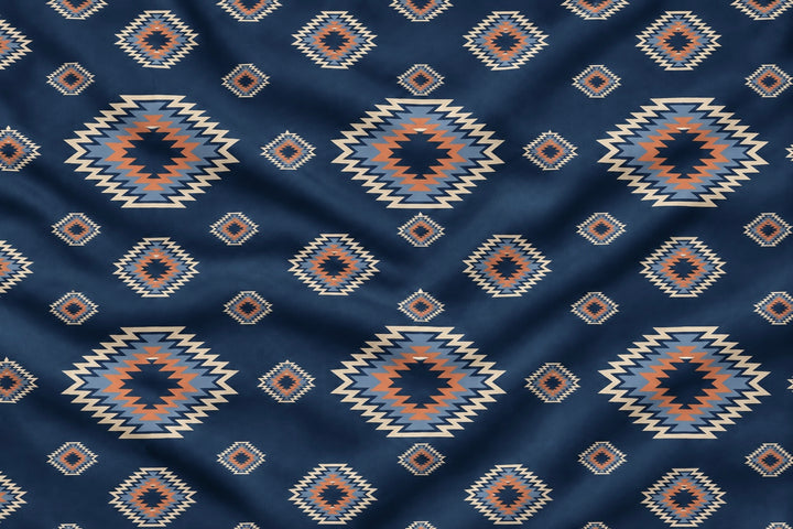 Western Tribal  Satin Charmeuse Fabric by the Yard – Silky Cowboy Wild rag  Shirt Fabric