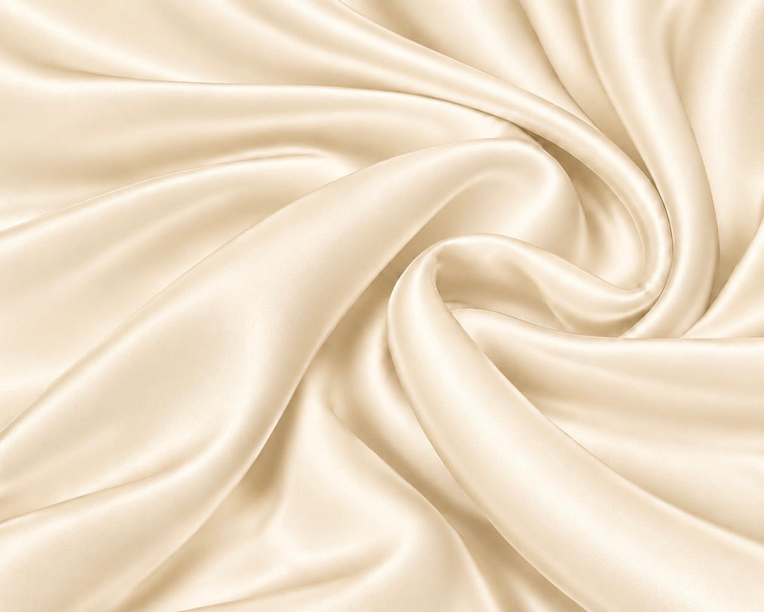 BARLEY WHITE  Stretch SILK CHARMEUSE fabric by the yard - 19 Momme weight  - 44” wide