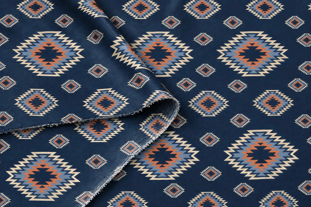 Western Tribal  Satin Charmeuse Fabric by the Yard – Silky Cowboy Wild rag  Shirt Fabric