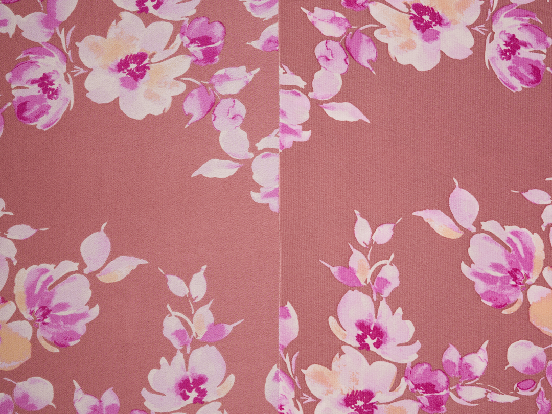 Lightweight  silky satin  dobby fabric by the yard - Blush pink   floral   print