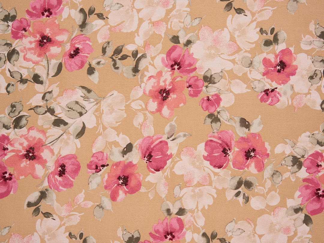 Lightweight  satin  dobby fabric by the yard - raspberry pink  floral  pattern