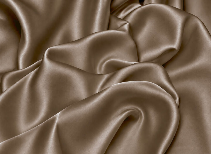 STRETCH SILK CHARMEUSE fabric by the yard -  KHAKI 19momme weight  - 54” wide