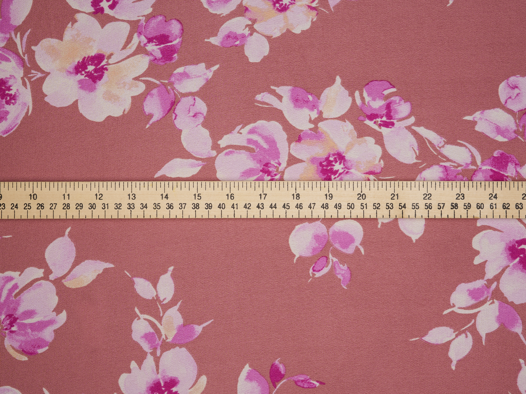 Lightweight  silky satin  dobby fabric by the yard - Blush pink   floral   print