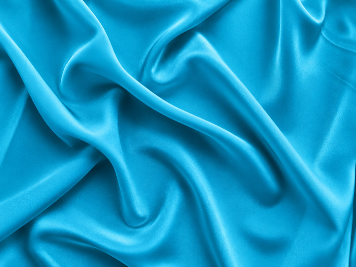 CYAN BLUE  SILK CREPE DE CHINE fabric by the yard - 54” wide - 16momme