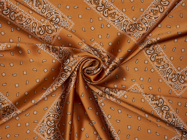 Charmeuse satin fabric by the yard - Classic Bandana paisley  print