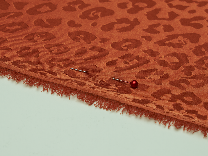 SILKY JACQUARD SATIN fabric by the yard - Cheetah jacquard pattern -  flowy fabric -