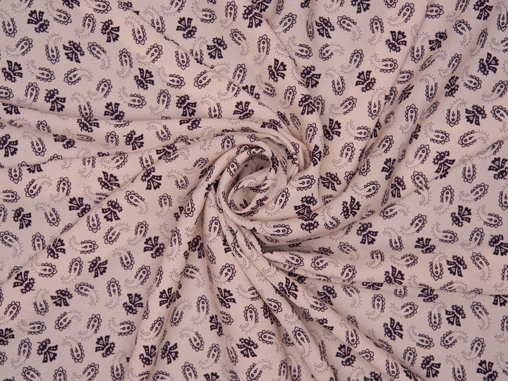 Woolpeach  fabric by the yard - Deep purple on peachy off white - western boho print