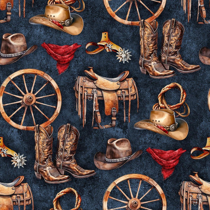 Charmeuse Satin  fabric by the yard -    Cowboy’s Essentials