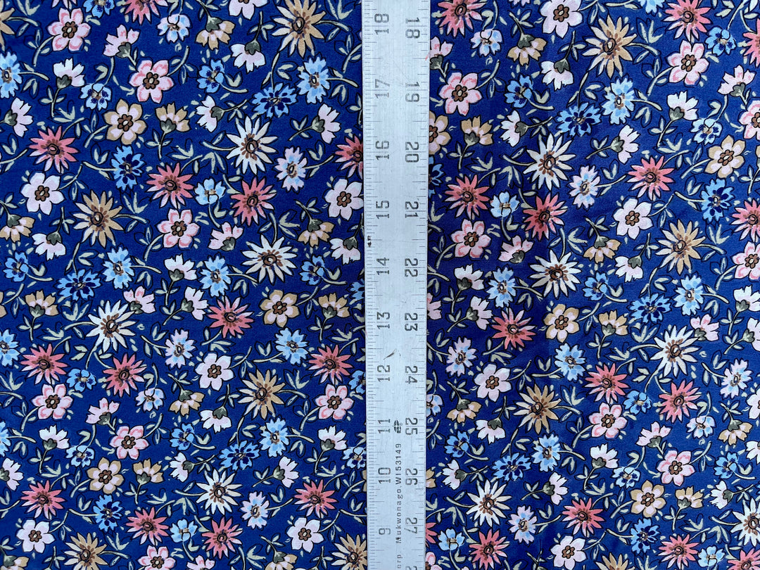 Faux silk charmeuse satin fabric by the yard - Dainty floral print