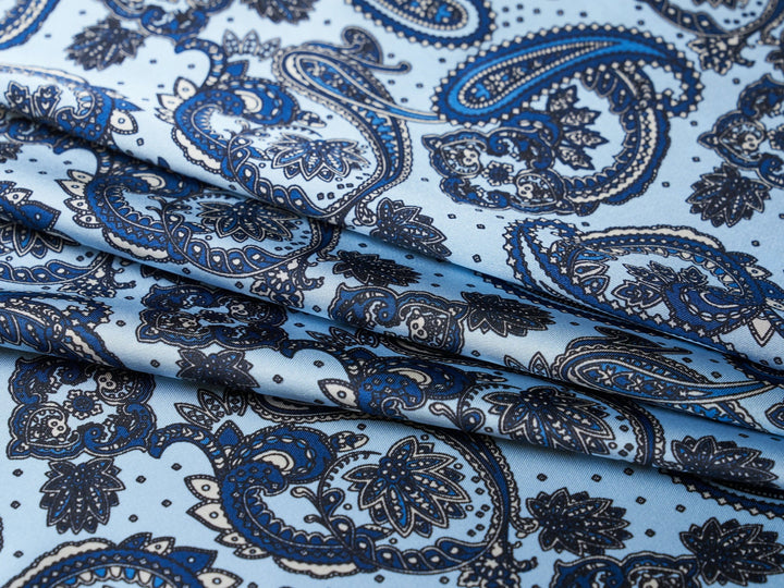 Charmeuse satin fabric by the yard -  MonSar exclusive  - Indian paisley print