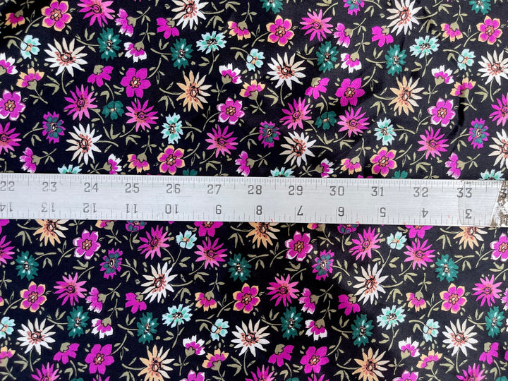 Faux silk charmeuse satin fabric by the yard - Dainty floral print