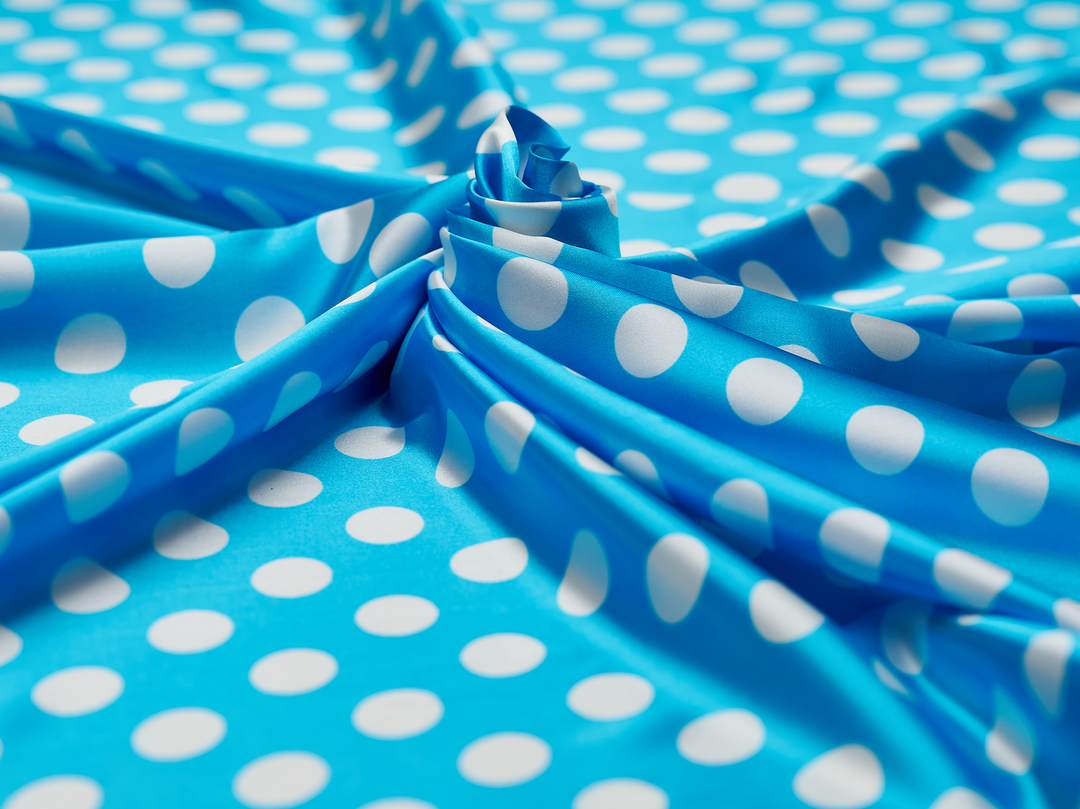 Charmeuse   satin fabric by the yard -  Polka  dots print