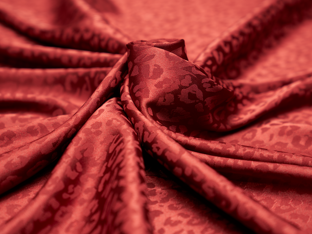 SILKY JACQUARD SATIN fabric by the yard - Cheetah jacquard pattern -  flowy fabric -