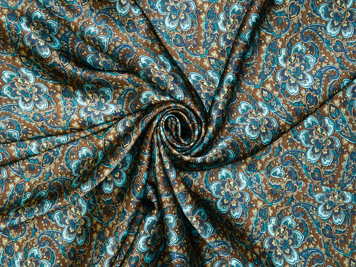 Charmeuse satin fabric by the yard -  classic vintage  paisley print