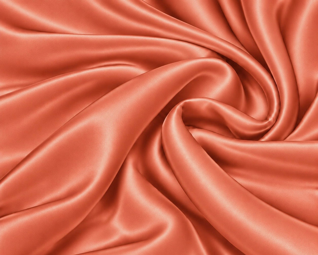 SOFT CORAL SILK CHARMEUSE fabric by the yard - 44” wide  16 momme