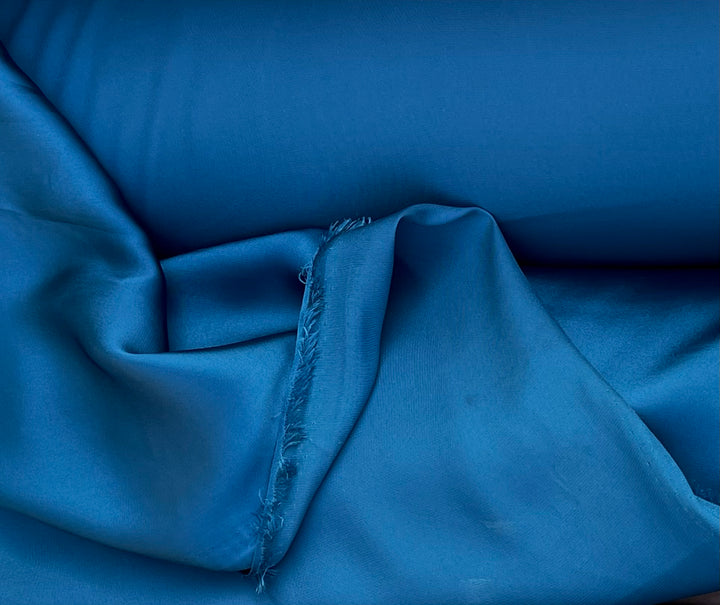 Lightweight  satin fabric by the yard - Aegean blue  solid color