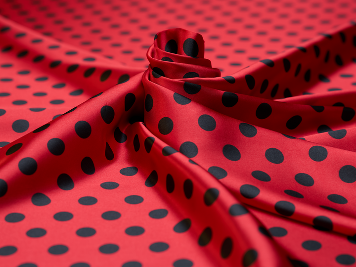 Charmeuse   satin fabric by the yard -  Polka  dots print