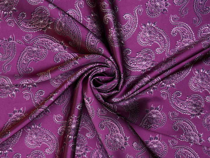 Charmeuse satin fabric by the yard -  MonSar exclusive   Spurs  paisley print