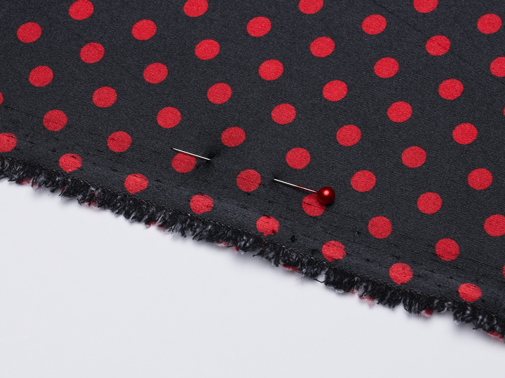 Faux silk charmeus satin fabric by the yard - black polka dots on Hot Pink