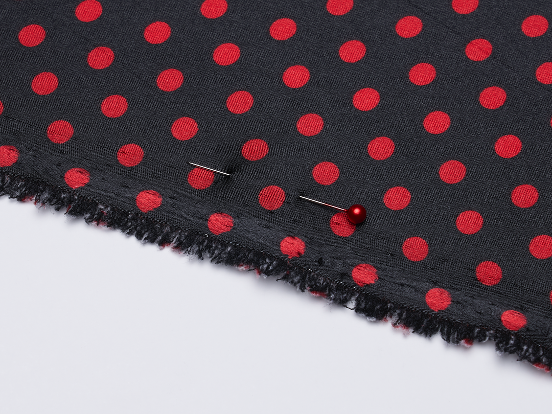 Faux silk charmeus satin fabric by the yard - Small polka dots