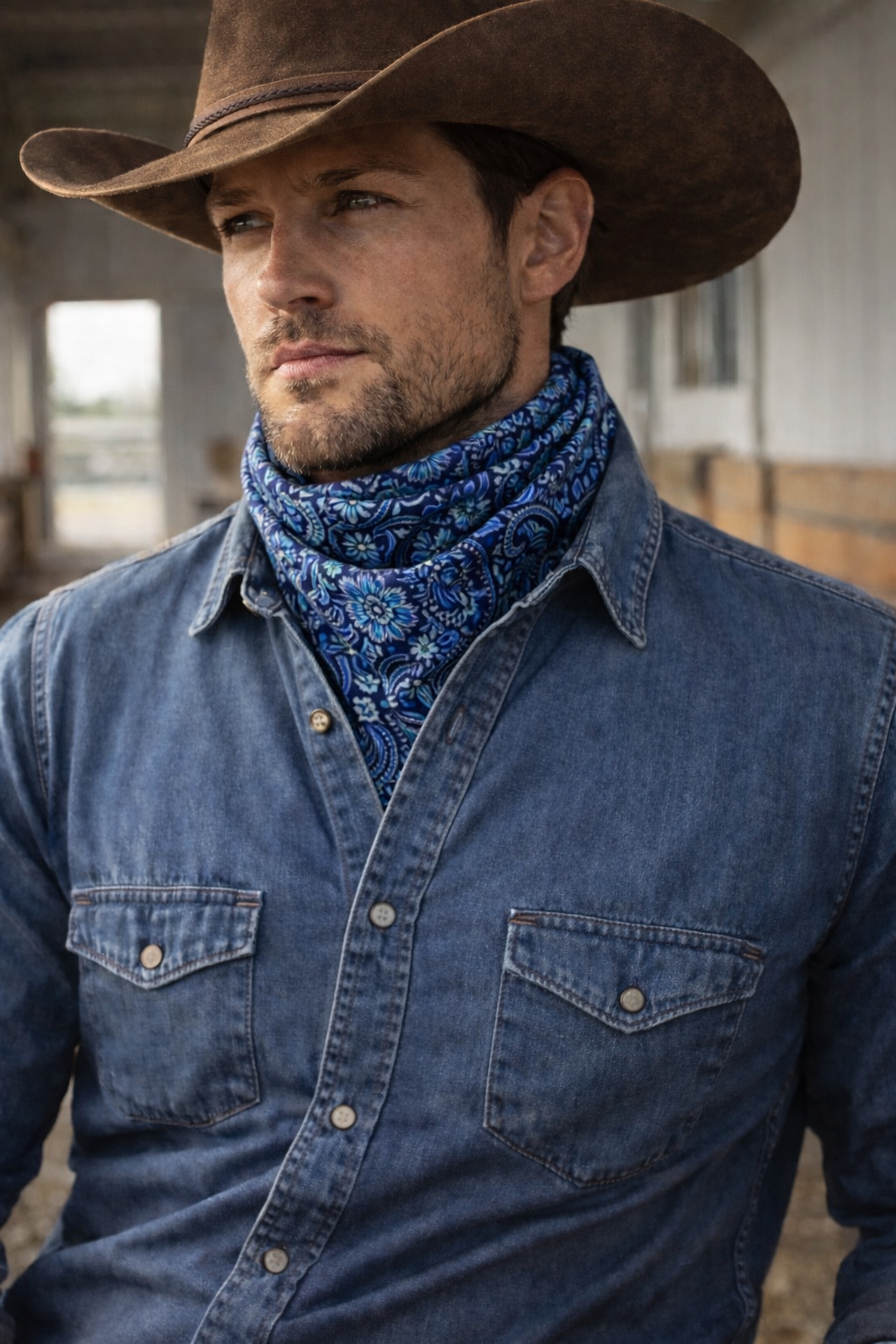 Western Black and Blue Paisley Satin Charmeuse Fabric by the Yard – Silky Cowboy Wild rag  Shirt Fabric