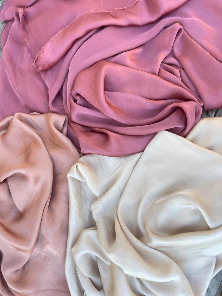 Lightweight  satin fabric by the yard - Taupe solid color