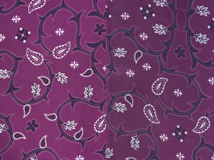 Charmeuse satin fabric by the yard - Stitching   paisley  print - USA made