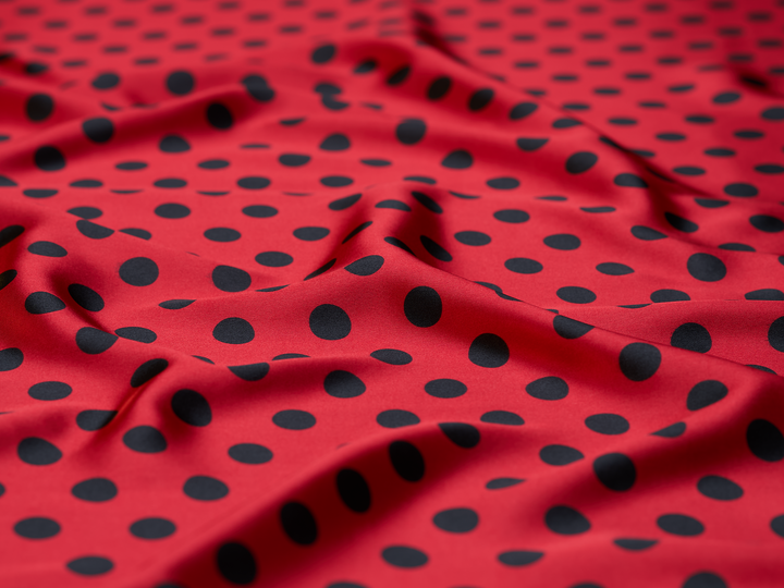 Charmeuse   satin fabric by the yard -  Polka  dots print