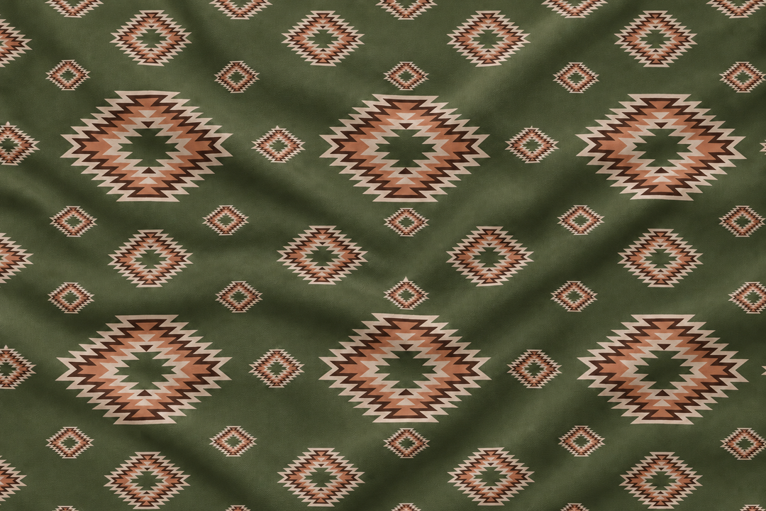 Western Tribal  Satin Charmeuse Fabric by the Yard – Silky Cowboy Wild rag  Shirt Fabric