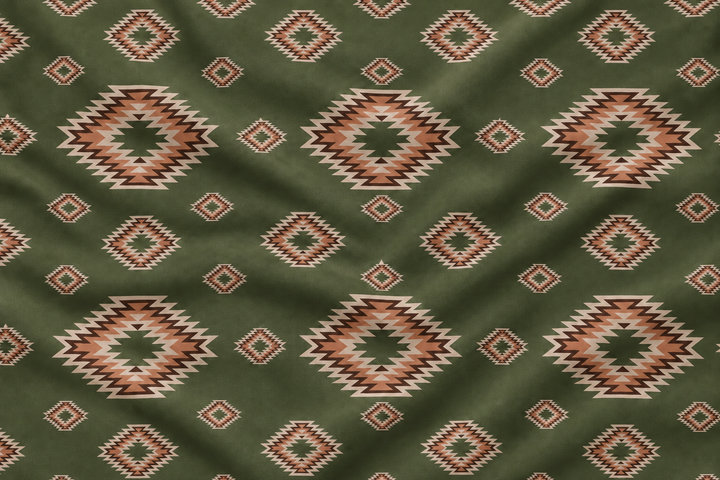 Western Tribal  Satin Charmeuse Fabric by the Yard – Silky Cowboy Wild rag  Shirt Fabric