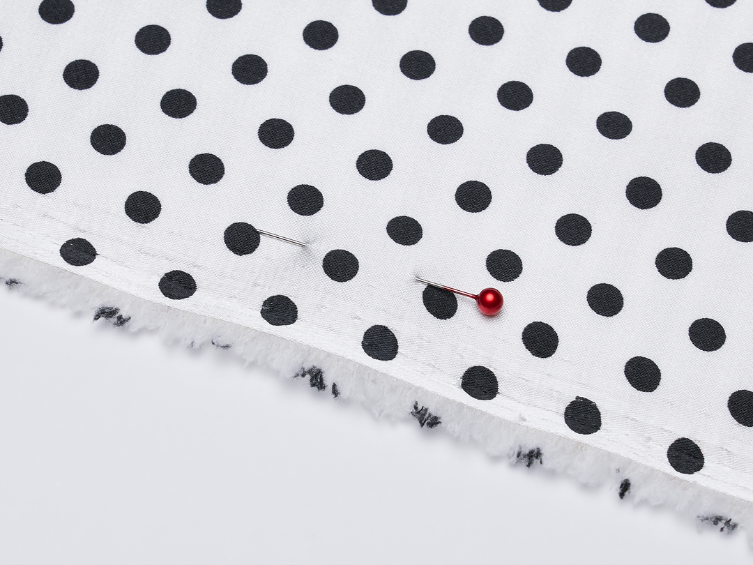 Faux silk charmeuse satin fabric by the yard - Small polka dots