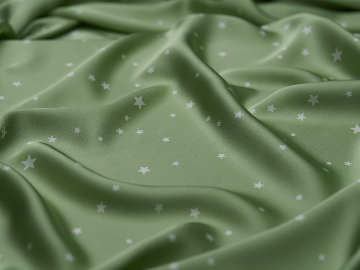 Lightweight  satin  fabric by the yard - Dainty Stars    print