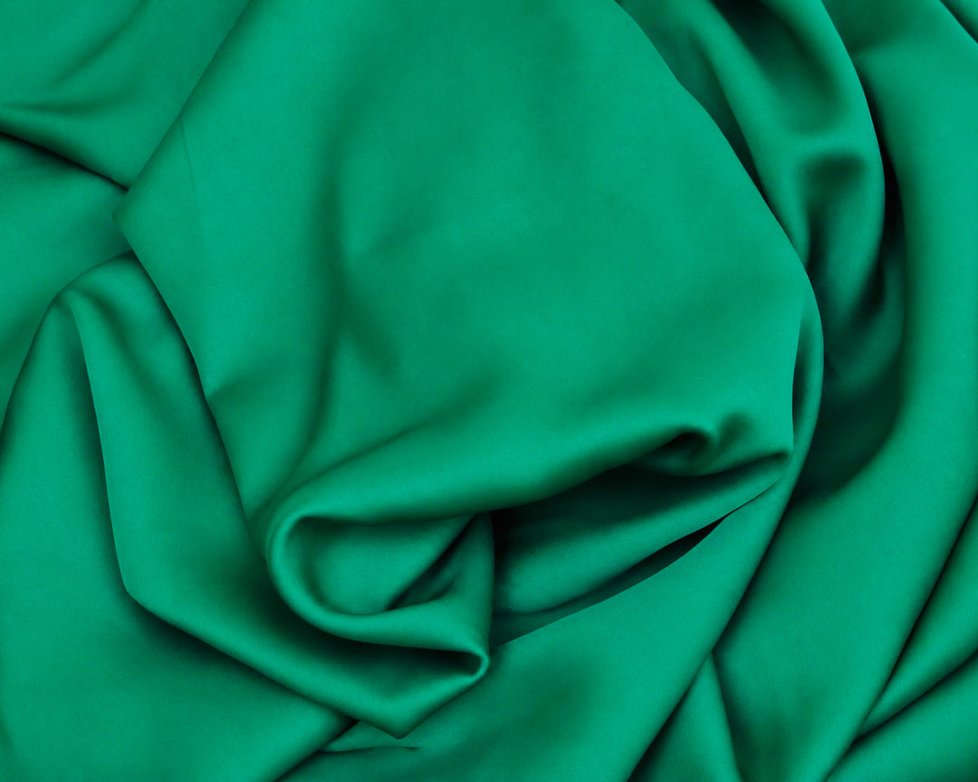 Lucky Green - Lightweight  satin fabric by the yard - Luxury drape fabric