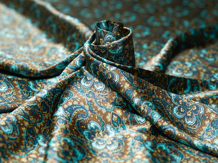 Charmeuse satin fabric by the yard -  classic vintage  paisley print