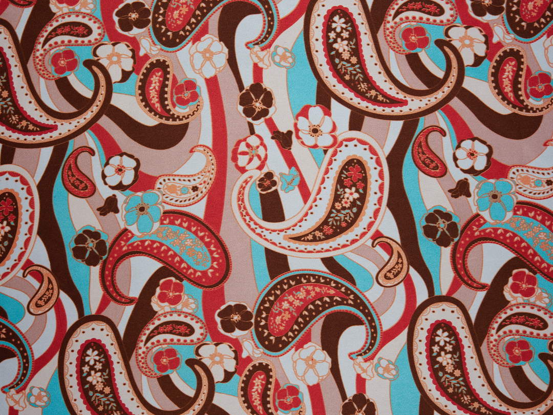 Charmeuse satin fabric by the yard -  Groovy   paisley print