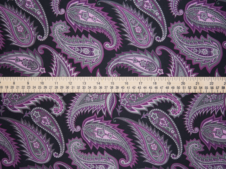 Charmeuse satin fabric by the yard -  Beyla  prickly  paisley print