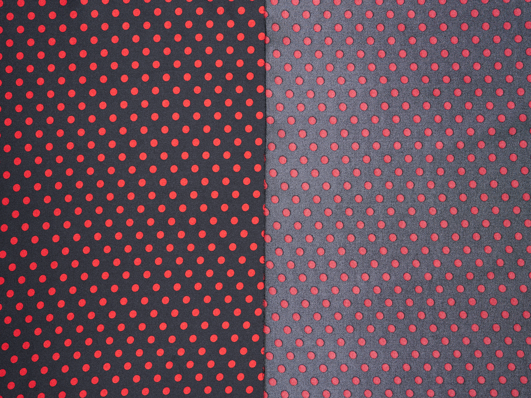 Faux silk charmeus satin fabric by the yard - Small polka dots