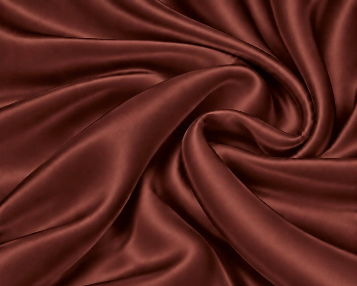 RUST MAROON SILK CHARMEUSE fabric by the yard - 44” wide  16 momme