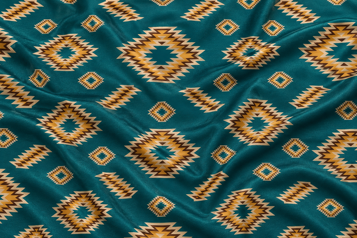 Western Tribal  Satin Charmeuse Fabric by the Yard – Silky Cowboy Wild rag  Shirt Fabric