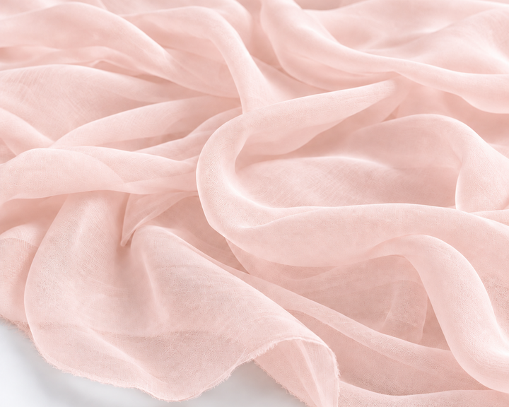LIGHT PEACH COLOR SATIN CHIFFON FABRIC SWIRL