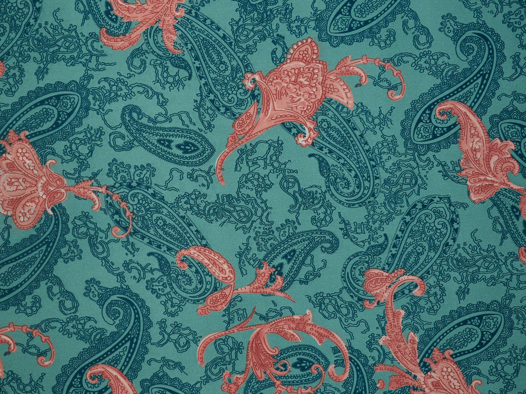 Charmeuse satin fabric by the yard -  Old country paisley print