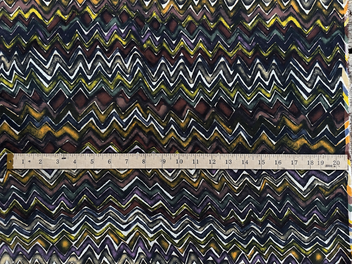 Crepe de Chine fabric by the yard -  Purple And Grays Zig Zag Tribal