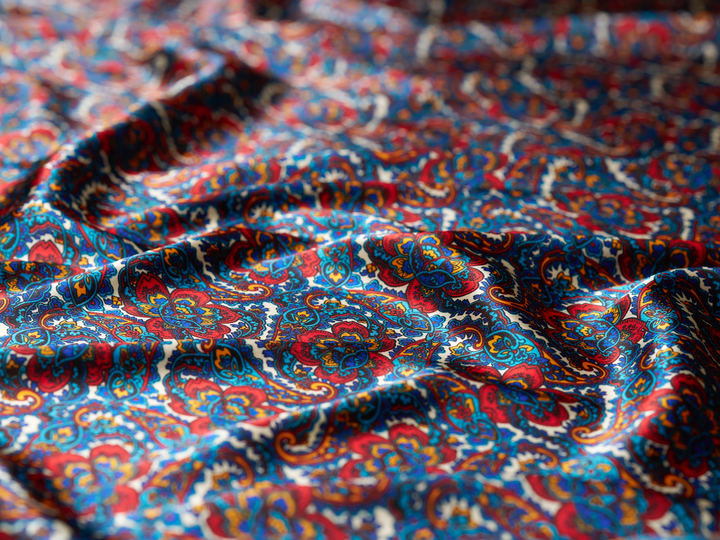 Charmeuse satin fabric by the yard -  classic vintage  paisley print