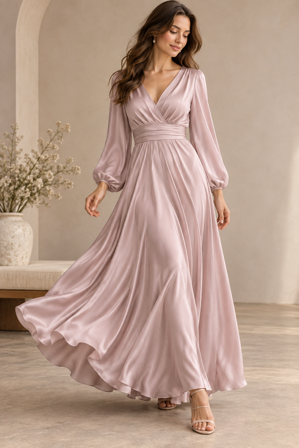 DUSTY MAUVE - SILK CREPE DE CHINE fabric by the yard - 44” wide - 14momme